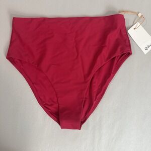NWT Quince Italian High Rise Red Bikini Bottoms Size M